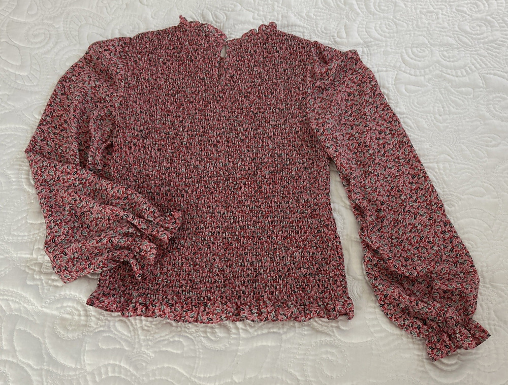 MAISON d'AMELIE Blouse Top MEDIUM Smocked Floral Peasant Anthropologie